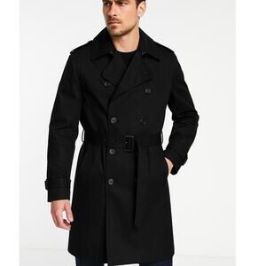 ASOS Design Belted Trench Coat in Black